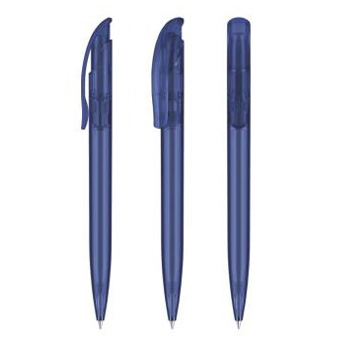 senator® Challenger Frosted Druckkugelschreiber. Mine magic flow 1,0 mm (G2) in blau. Hochwertiges Schreibinstrument