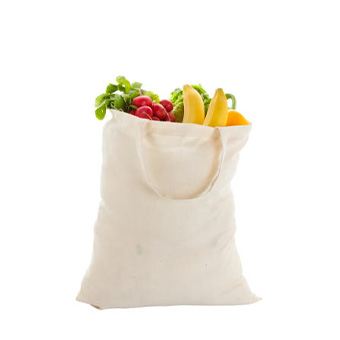 Recycling-Baumwolltasche mit kurzen Henkeln (350 mm), 100% Baumwolle, 105 g/m² als umweltfreundliches Werbemittel