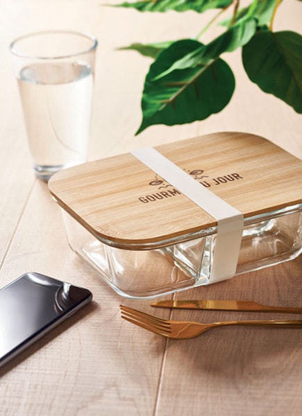 Glas-Lunchbox mit Holzdeckel​ - Mitarbeitergeschenk