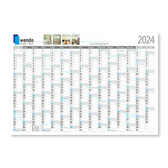 Maßgeschneiderter Wandplaner, 4C-Druck inklusive, blaues Kalendarium, Sonderanfertigung: kein vorgefertigter Druck, Grafikkosten variabel.