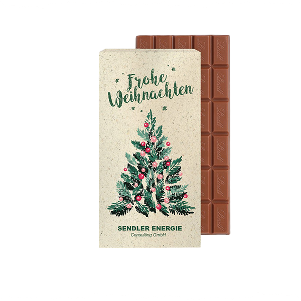 Weihnachtliche Sendler Energie Schokolade in Graspapier