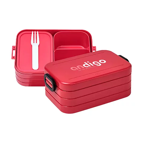 Rote Mepal Lunchbox Bento Vorder- und Seitenansicht