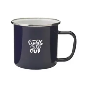 Emaillierte Retro-Tasse mit Chromrand, liebevoll verarbeitet im Retrostil mit Unvollkommenheiten für den authentischen Charme