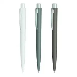 Metall-Druckkugelschreiber Werbemittel mit Beton- oder Steinoptik und Haptik, matt verchromter Metallclip und Drücker