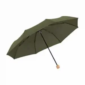 Nachhaltiger Taschenschirm mit rPET-Bespannung und Holzgriff