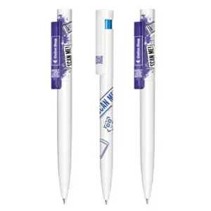 QR-Code auf einem Kugelschreiber als effektives Werbemittel zur Verknüpfung von haptischer Werbung und digitaler Welt