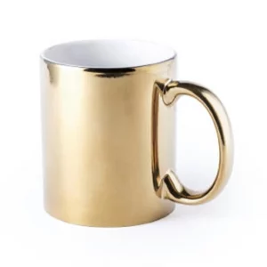 Silberne und goldene Tasse aus Keramik Werbeartikel
